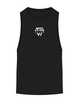The Scoop Muscle Tank - Black - LVL - Center Chest Layered - Printed - White