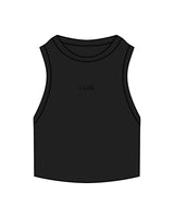The Ribbed Crop Tank - Black - Lagree Luxe - Center Chest "LUXE" - Embroidered - Tone on Tone
