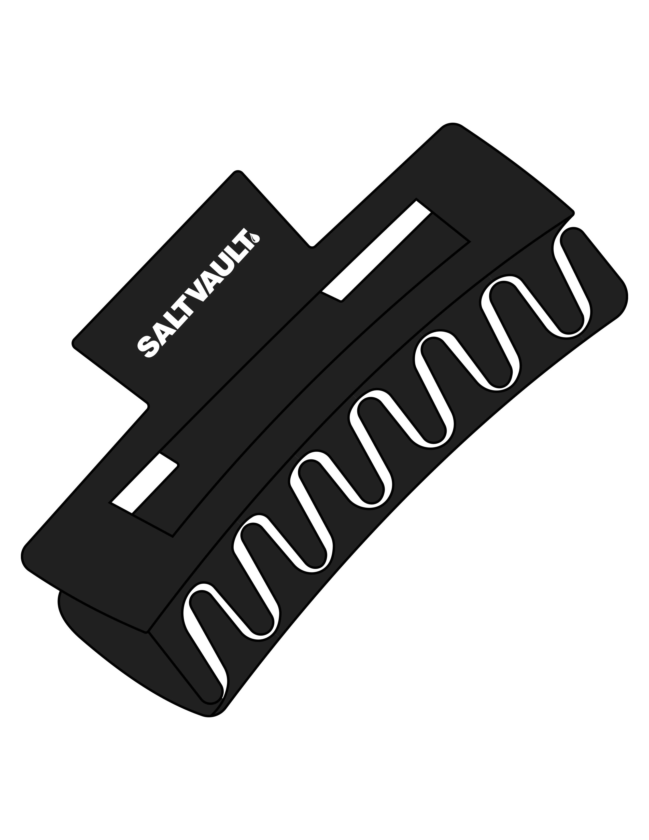 The Claw Hair Clip - Black - Saltvault - Top Logo - Printed - White