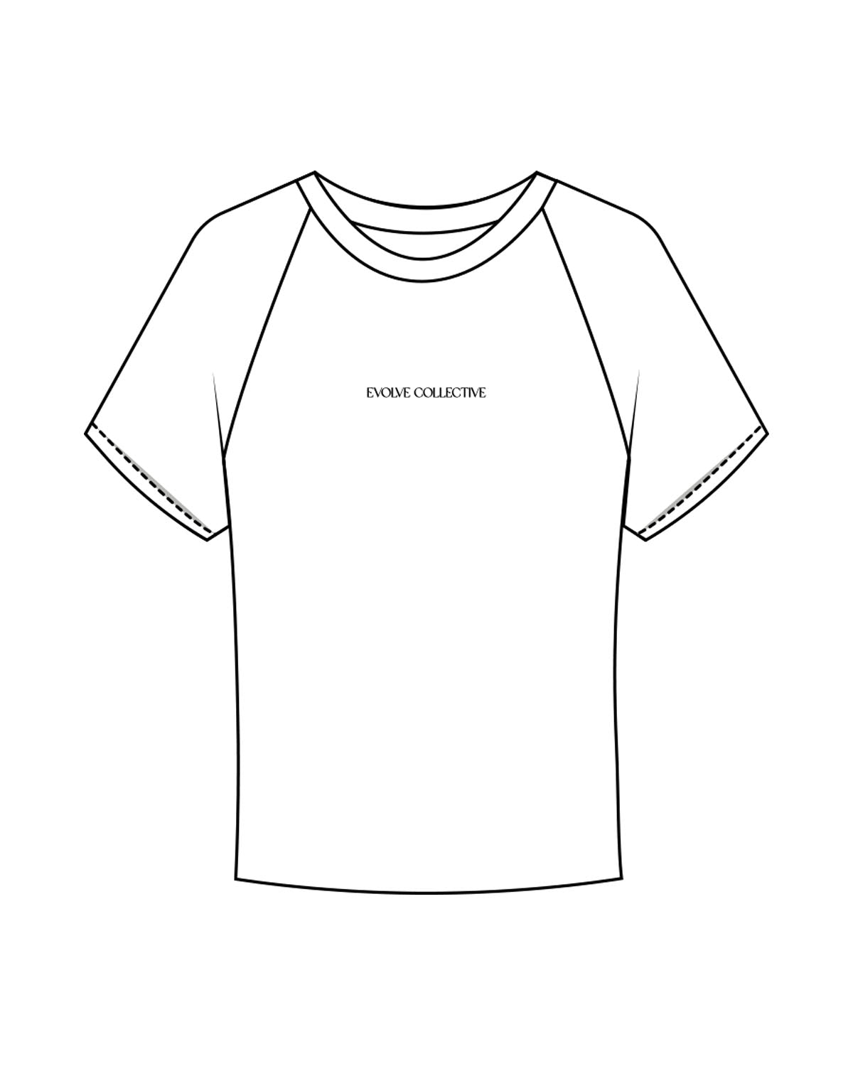 The Micro Rib Baby Tee - White - Evolve Collective - Center Chest - Printed - Black