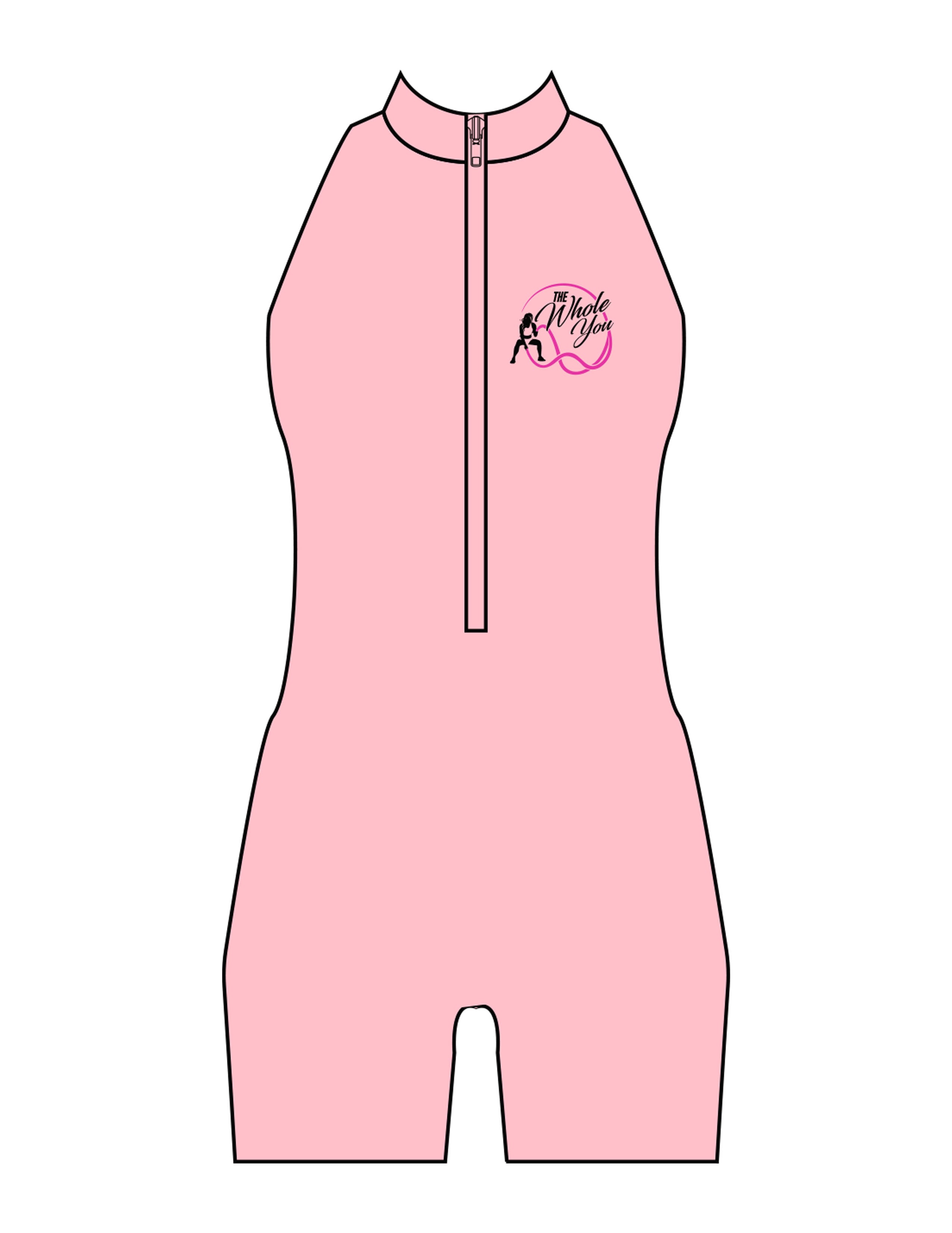The High Neck Zip Jumpsuit - Light Pink - The Whole You Wellness - Left Chest - Printed - Full Color