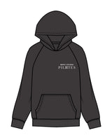 The Womens Hoodie - Washed Black - Move Studio - Left Chest Stacked & Back Full - Printed - White