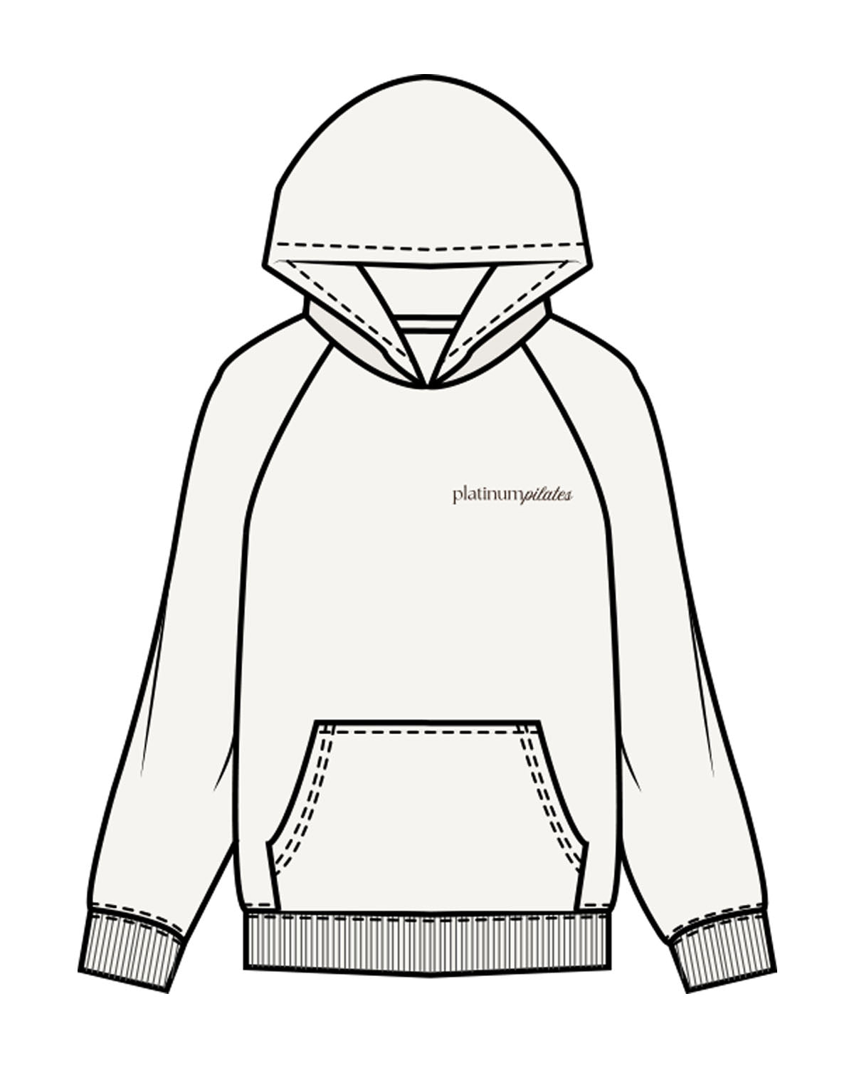 The Womens Hoodie - Off White - Platinum Pilates - Left Chest & Back Stacked - Printed - Full Color