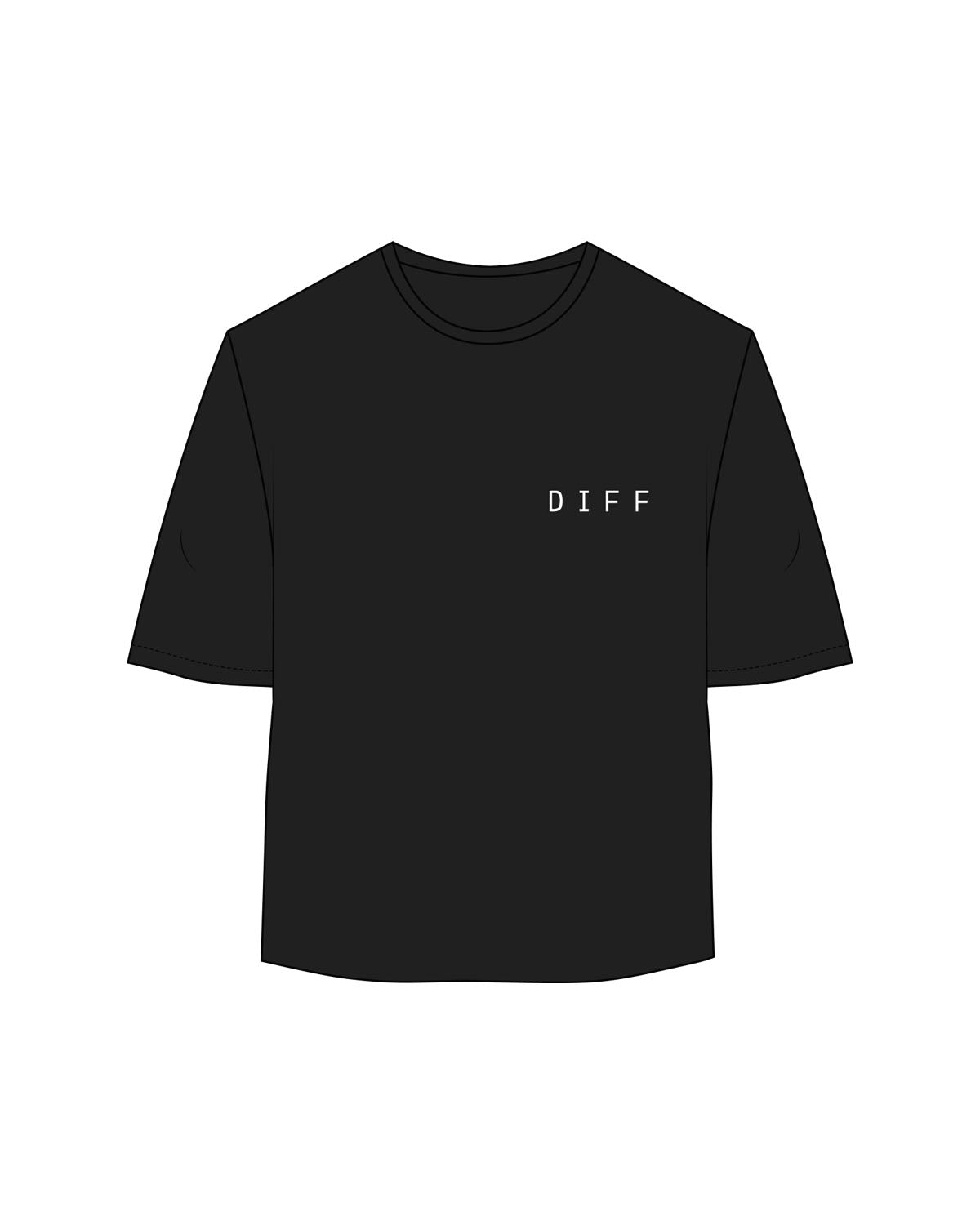 THE OVERSIZED CROP TEE - Black - DiffEyewear - Left Chest "DIFF" - Printed - White