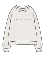 The Womens Crewneck - Bone - The Platform Studio - Center Chest & Center Back Neckline - Printed - Tone on Tone
