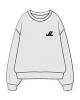 The Mens Crewneck - White Heather - JL Marketing - Left Chest - Printed - Black