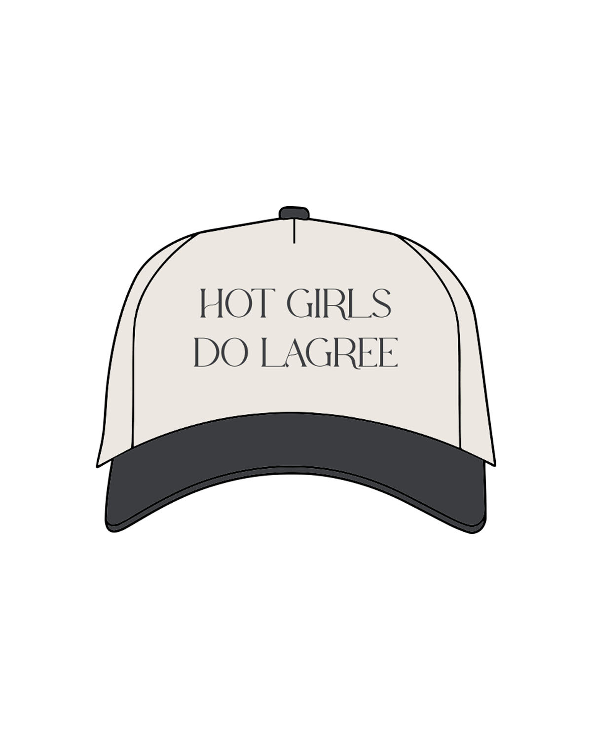 The Canvas Cap - Natural / Coal - CORE REFORM - "HOT GIRLS ALL CAPS" Center Crown Logo "Printed" & Left side "Embroidered" -  Coal