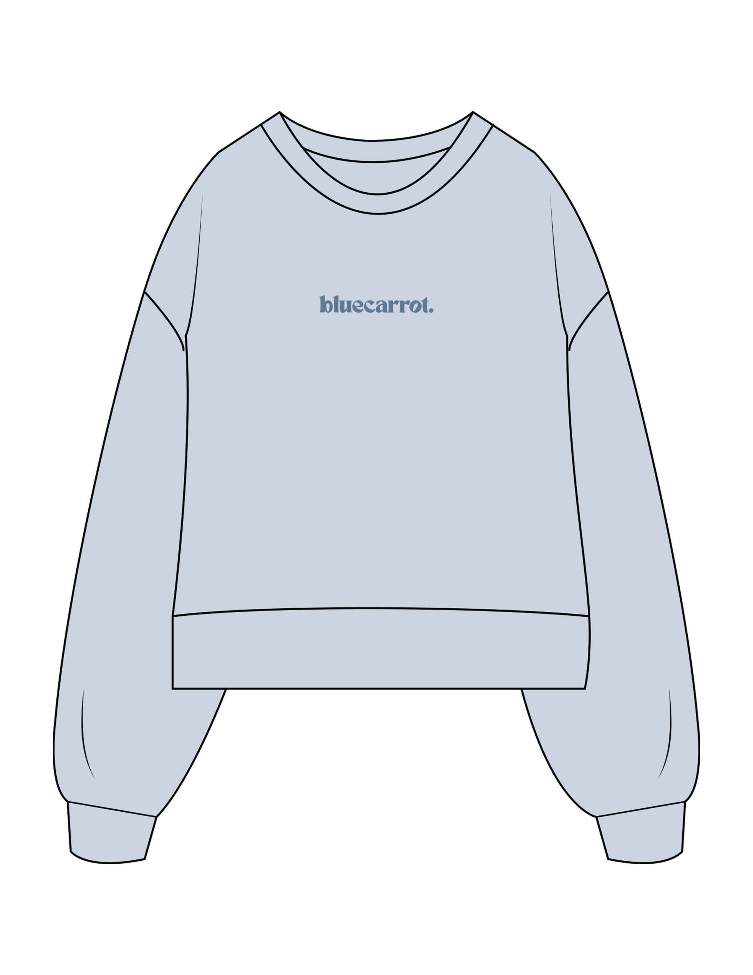 The Womens Heavyweight Crop - Denim Blue - BlueCarrot - Center Chest - Printed - Blue