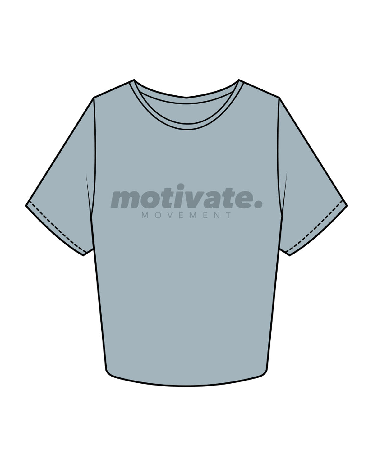 The Crop Tee - Mineral - Motivate Movement - Center Chest & Back Neckline - Printed - Tone on Tone