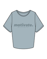 The Crop Tee - Mineral - Motivate Movement - Center Chest & Back Neckline - Printed - Tone on Tone