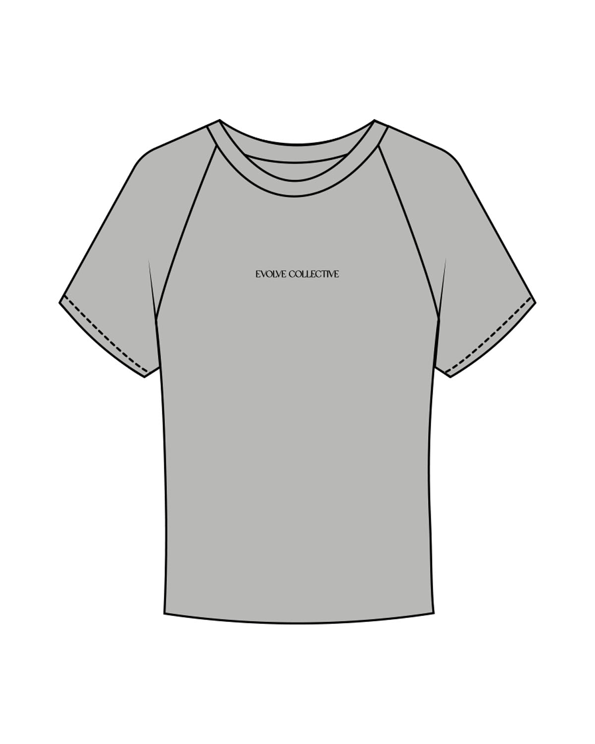 The Micro Rib Baby Tee - Heather - Evolve Collective - Center Chest - Printed - Black