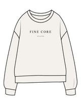 The Midweight Unisex Crewneck - Washed White - Fine Core Pilates - Center Chest Stacked - Printed - Black