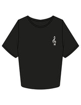 The Crop Tee - Black - SOUL YOGA - Left Chest - Printed - Bone