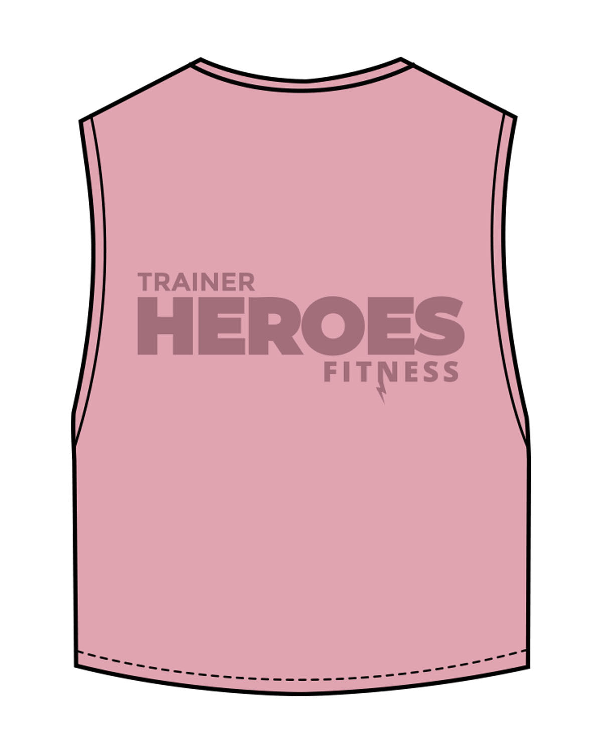 The Crop Muscle Tank - Bubblegum - Heroes Fitness - Center Chest & Back Stacked - Printed - Tone on Tone