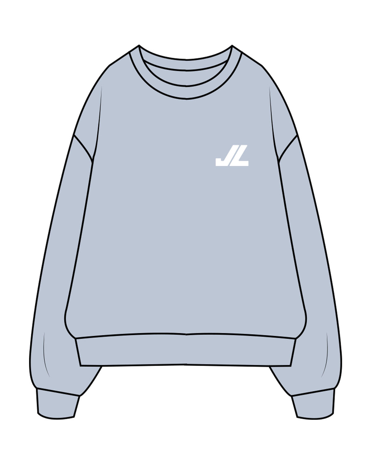 The Mens Crewneck - Powder - JL Marketing - Left Chest - Printed - White