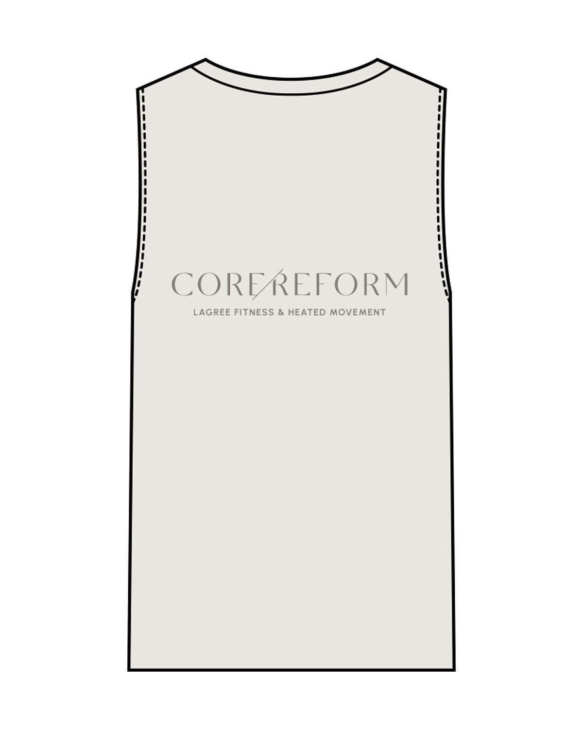 The Mens Heavyweight Tank - Washed Bone - Core Reform - Left Chest & Back Stacked - Printed - Gray