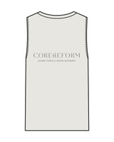 The Womens Heavyweight Tank - Washed Bone - Core Reform - Left Chest & Back Stacked - Printed - Gray