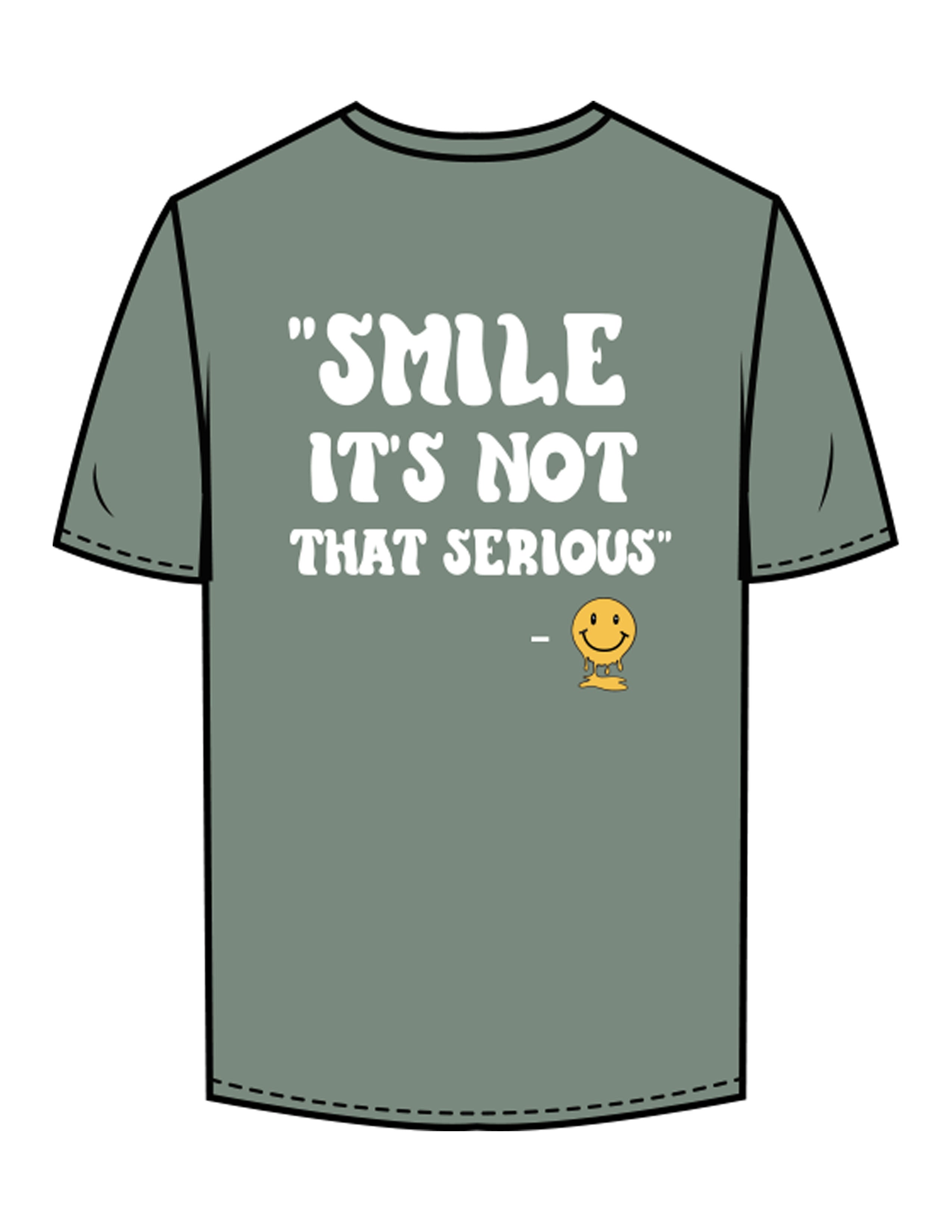 The Mens Tee - Sage - Try Smile Collective - Left Chest & Back Stacked "SMILE" - Printed - Full Color