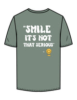 The Mens Tee - Sage - Try Smile Collective - Left Chest & Back Stacked "SMILE" - Printed - Full Color