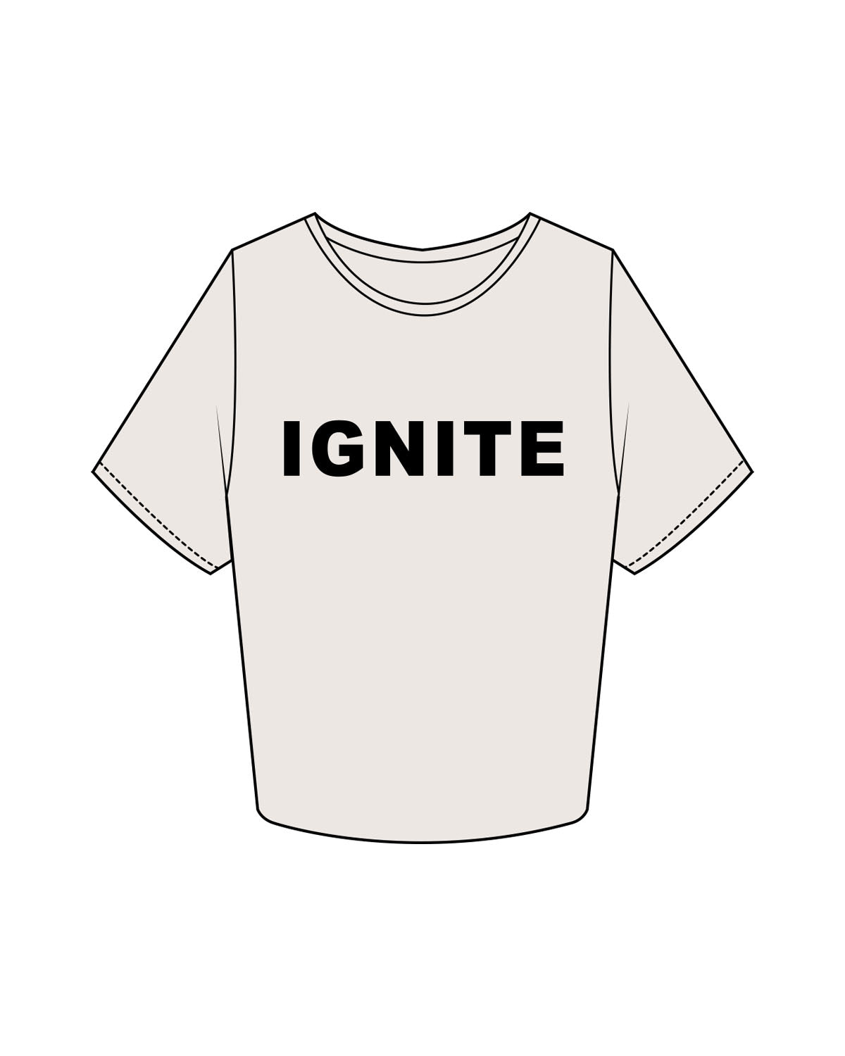 The Crop Tee - Bone - Ignite Barre & Fitness - Center Chest "IGNITE" - Printed - Black