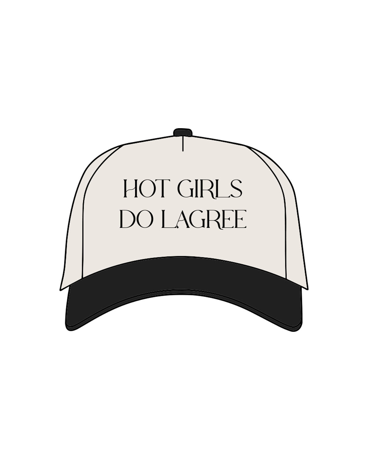 The Canvas Cap - Natural / Black - CORE REFORM - "HOT GIRLS ALL CAPS" Center Crown Logo "Printed" & Left side "Embroidered" -  Black