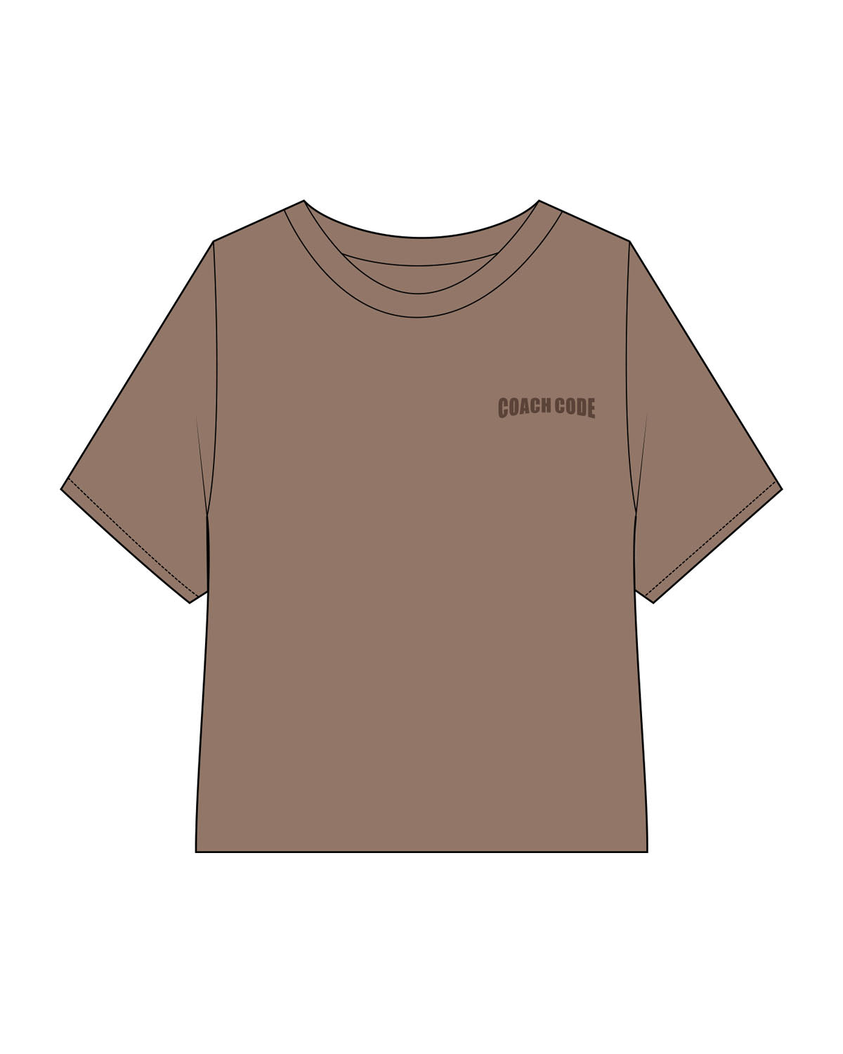 The Crop Terry Tee - Cacao - Coach Code - Left Chest - EMB - Tone on Tone