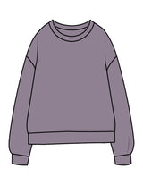 The Midweight Unisex Crewneck - Washed Plum - Drench - Full Back - Printed - Cream