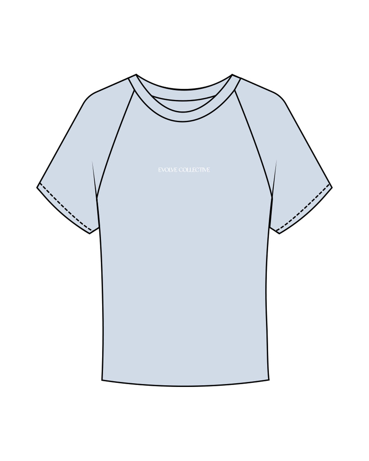 The Micro Rib Baby Tee - Baby Blue - Evolve Collective - Center Chest - Printed - White