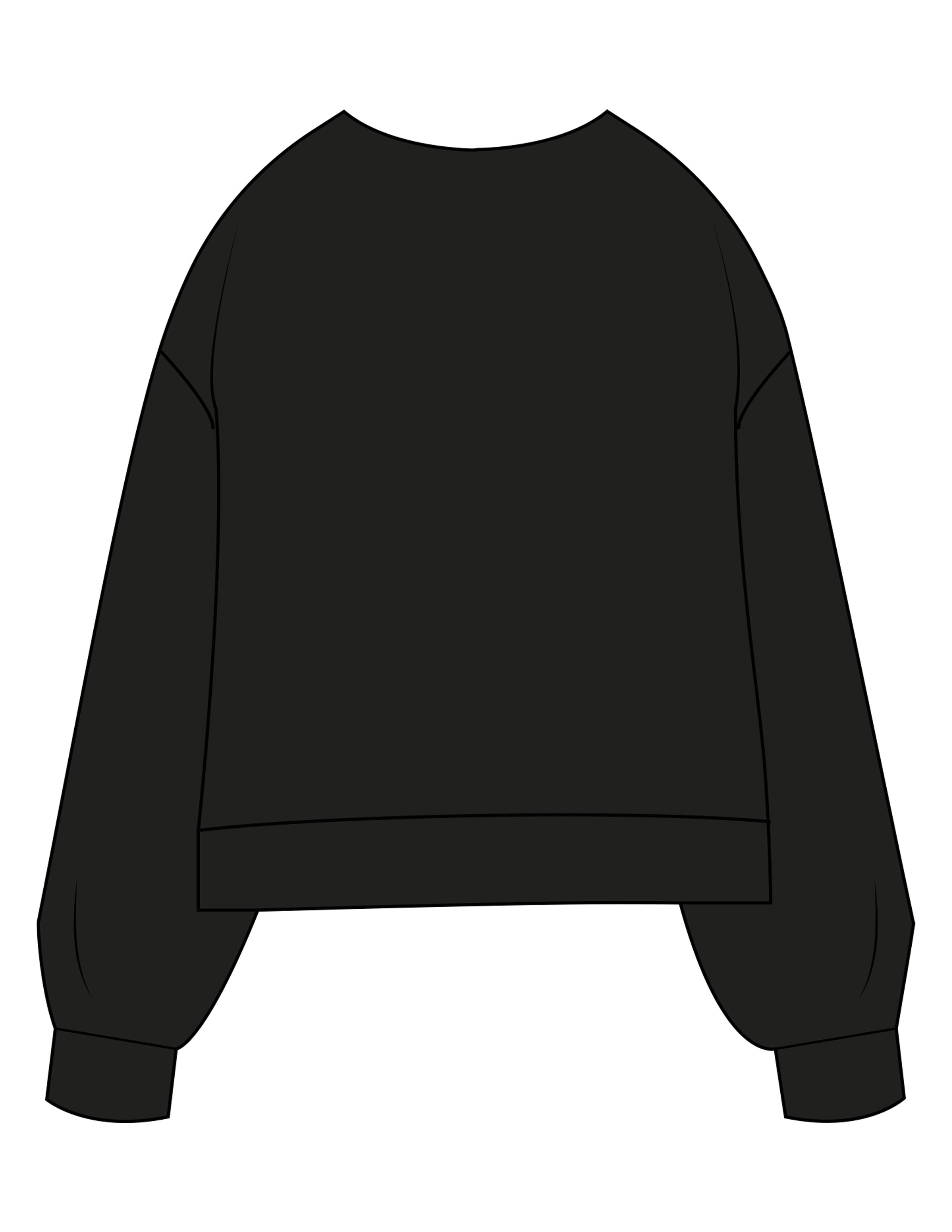 The Womens Sueded Crewneck - Black - Fine Core Pilates - Center Chest Stacked - Printed - White