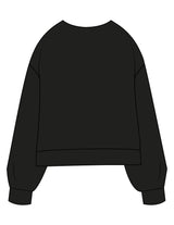 The Womens Sueded Crewneck - Black - Fine Core Pilates - Center Chest Stacked - Printed - White