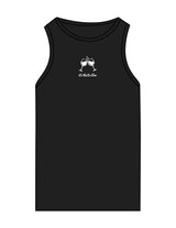 The Recycled Womens Tank - Black - Powerhouse Fitness - Center Chest & Back Stacked - Printed - White