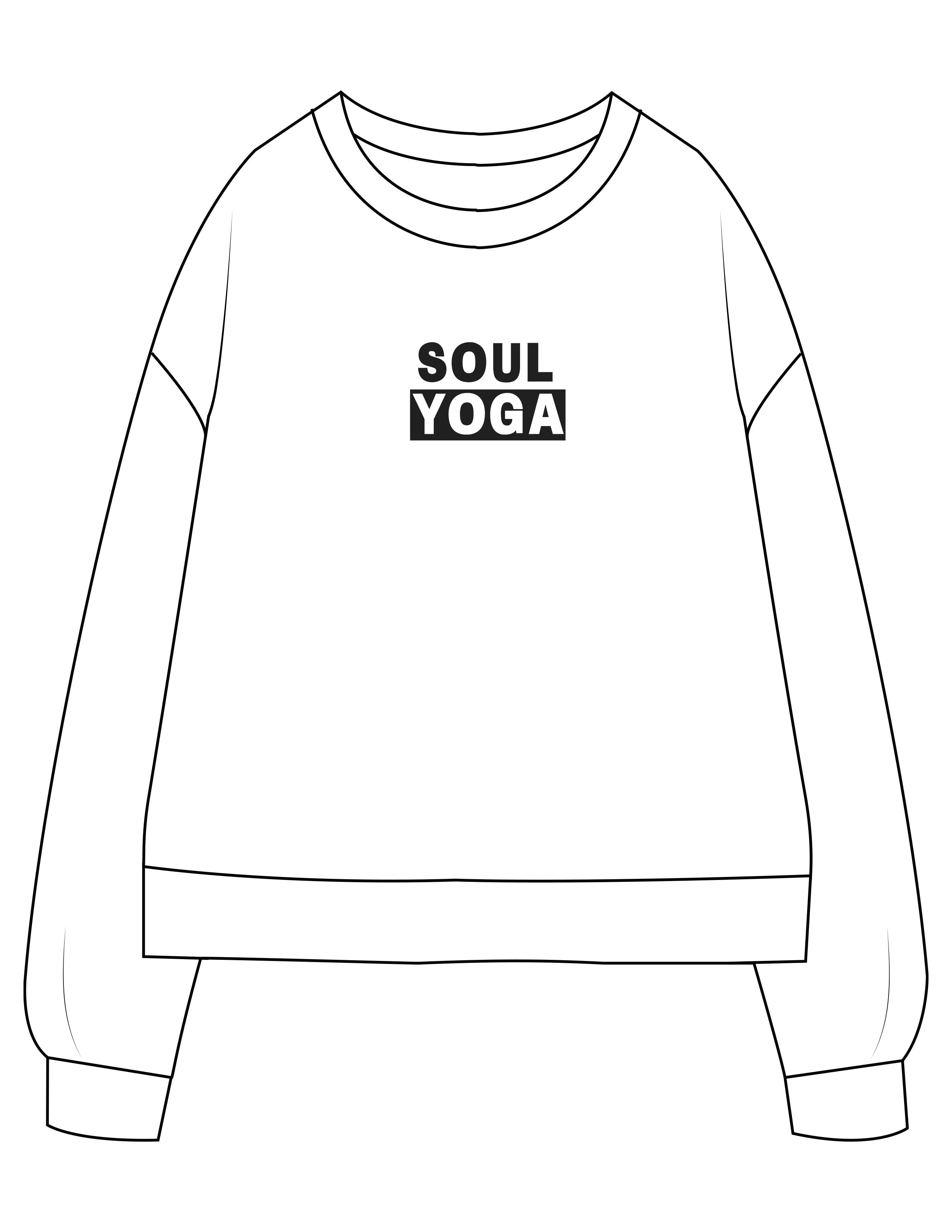 The Recycled Unisex Crewneck - White - SOUL YOGA - Center Chest Stacked - Printed - Black