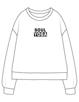 The Recycled Unisex Crewneck - White - SOUL YOGA - Center Chest Stacked - Printed - Black