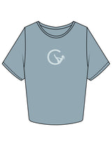 The Crop Tee - Mineral - Movement With Chels - Center Chest & Center Back - Printed - Light Blue