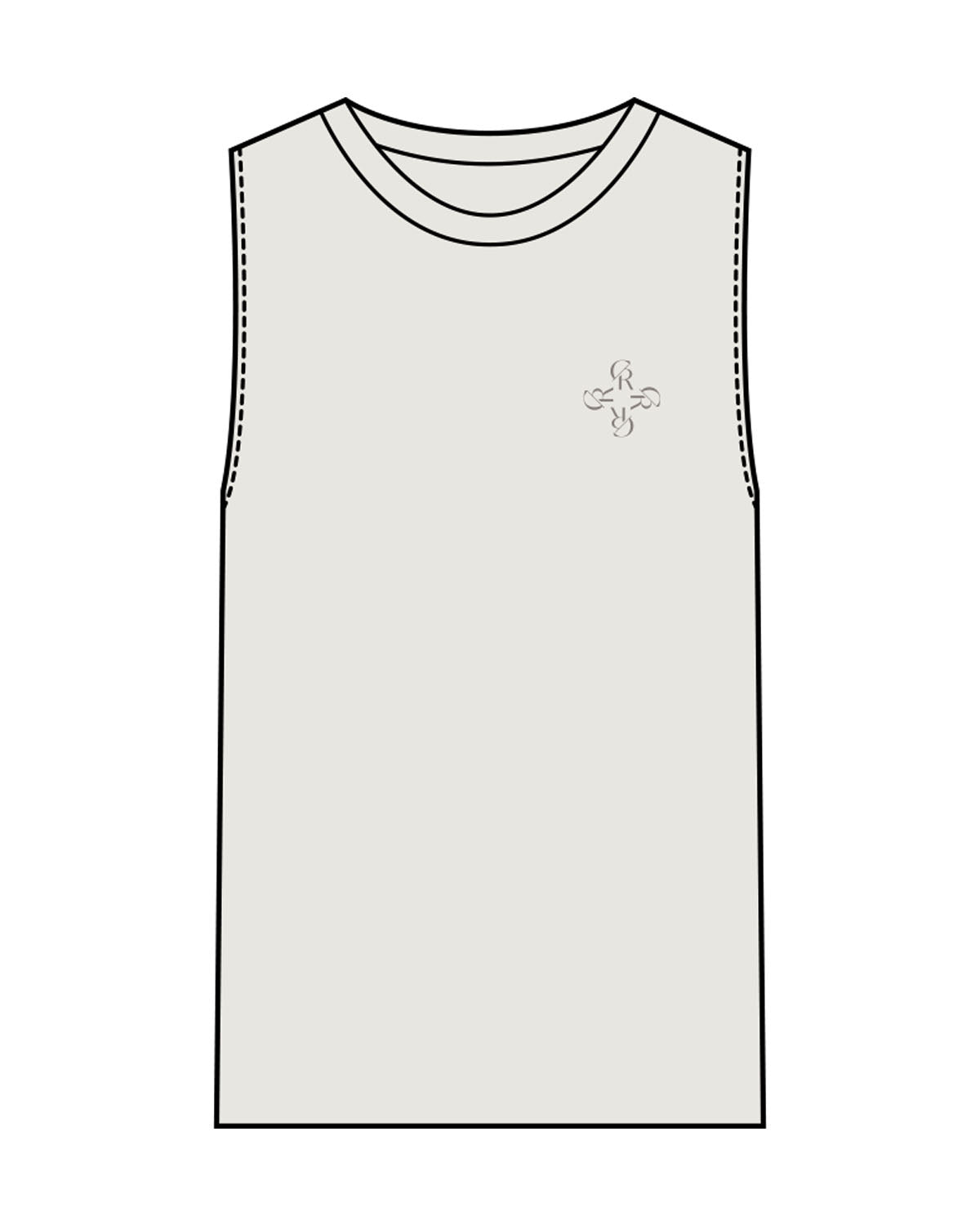 The Mens Heavyweight Tank - Washed Bone - Core Reform - Left Chest & Back Stacked - Printed - Gray