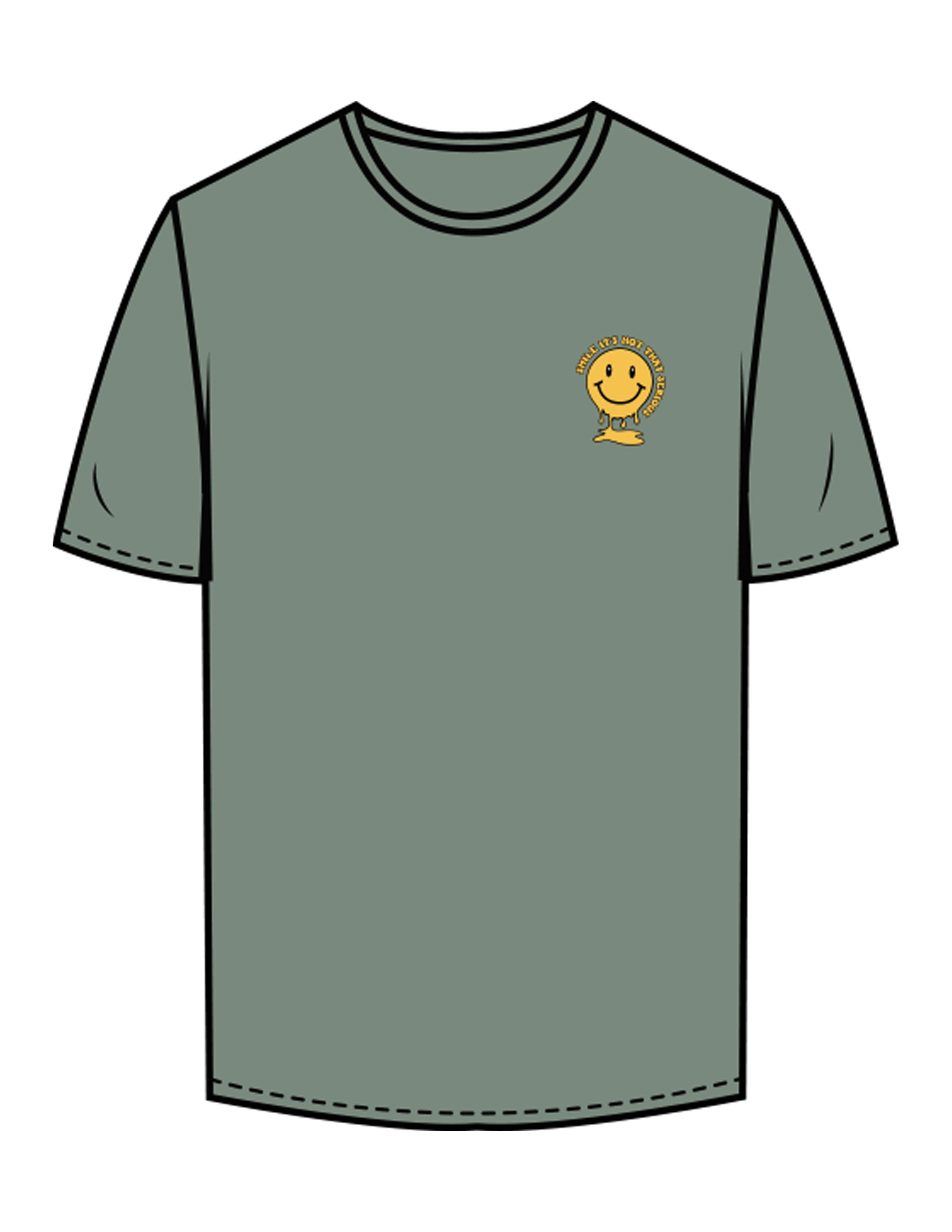 The Mens Tee - Sage - Try Smile Collective - Left Chest & Back Stacked "SMILE" - Printed - Full Color