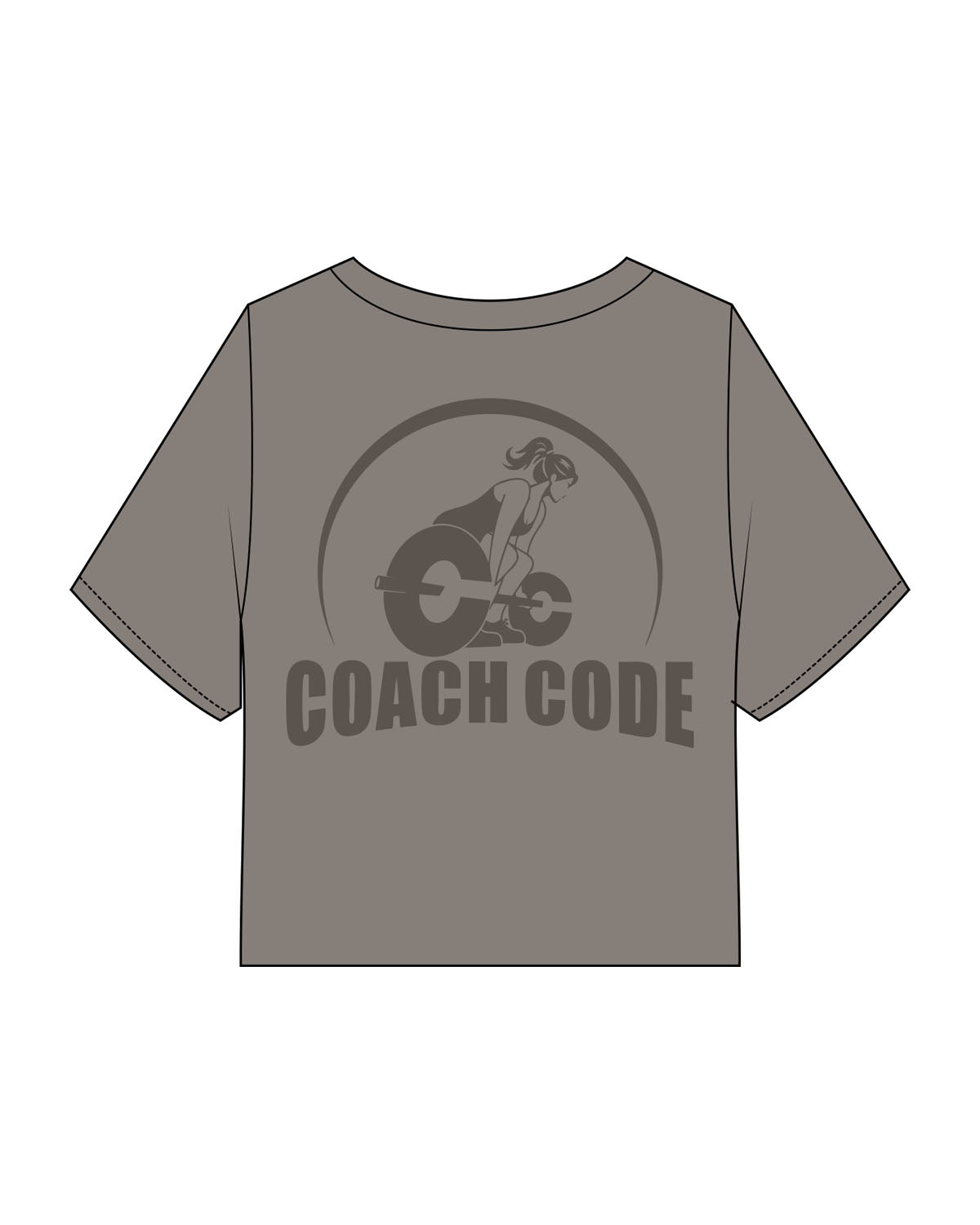 The Heavyweight Crop Tee - Washed Gray - Coach Code - Left Chest Stacked - Full Back Center - Printed - Tone on Tone