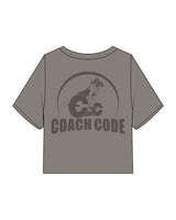 The Heavyweight Crop Tee - Washed Gray - Coach Code - Left Chest Stacked - Full Back Center - Printed - Tone on Tone