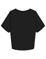 The Crop Tee - Black - Movement With Chels - Center Chest Stacked - Printed - Light Blue