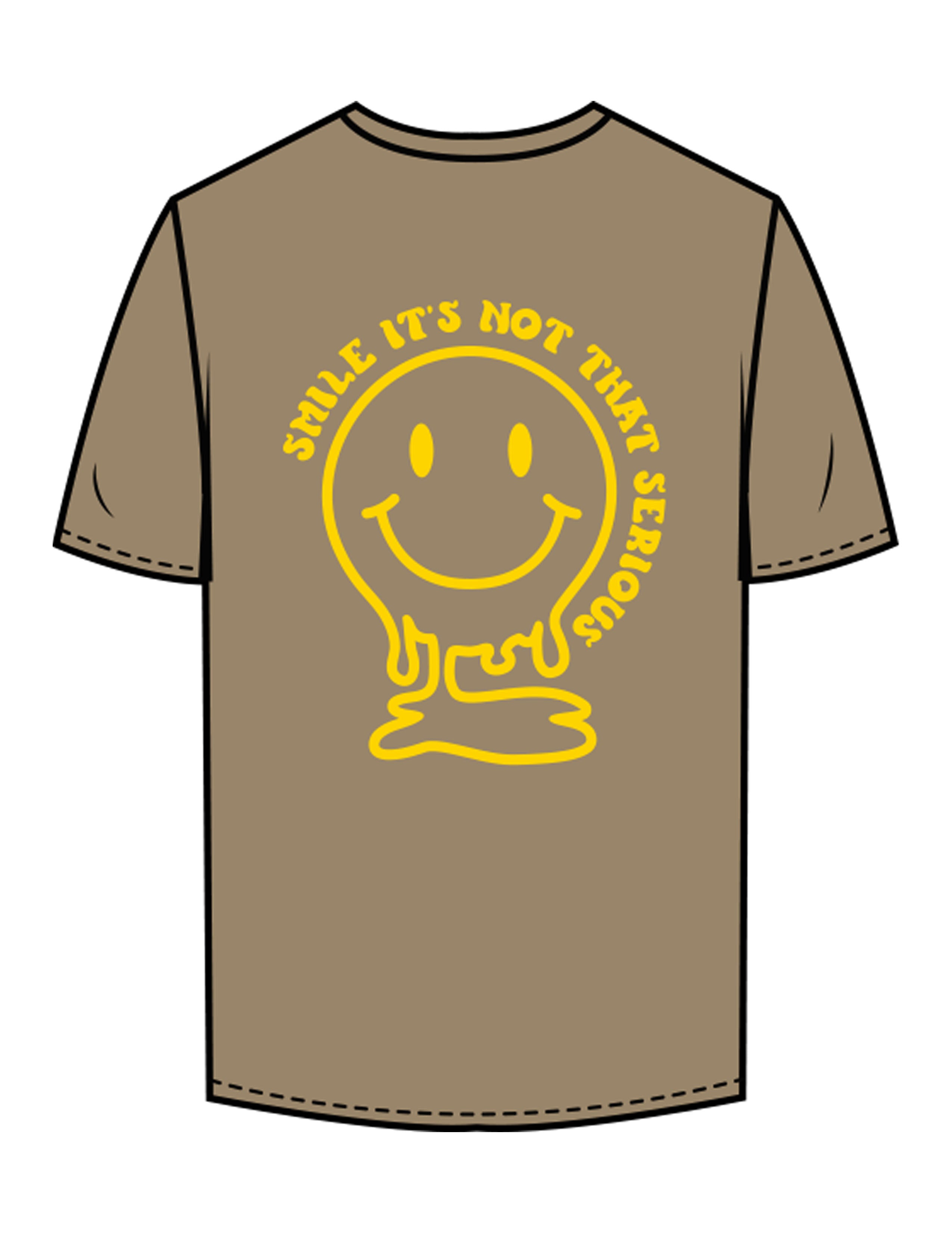 The Mens Tee - Sand - Try Smile Collective - Left Chest & Back Smiley - Printed - Yellow