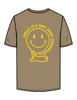 The Mens Tee - Sand - Try Smile Collective - Left Chest & Back Smiley - Printed - Yellow