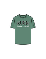 The Mens Tee - Eucalyptus - Rush Cycle Studio - Center Chest Black/White - Printed - Full Color