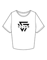 The Crop Tee - White - LVL - Center Chest Layered - Printed - Black