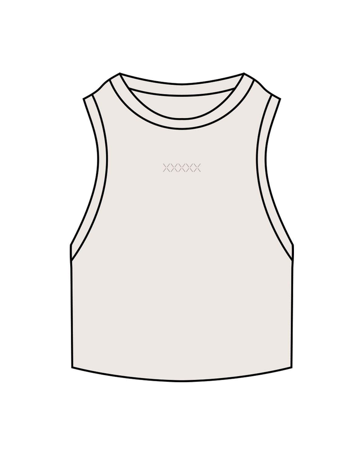 The Ribbed Crop Tank - Bone - Lagree Luxe - Center Chest - Embroidered - Tone on Tone