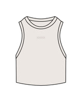 The Ribbed Crop Tank - Bone - Lagree Luxe - Center Chest - Embroidered - Tone on Tone