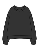 The Womens Crewneck - Washed Black - Movement Pilates Buffalo - Back Stacked "X" - Printed - White