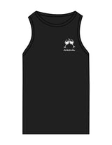 The Recycled Womens Tank - Black - Powerhouse Fitness - Left Chest & Back Stacked - Printed - White
