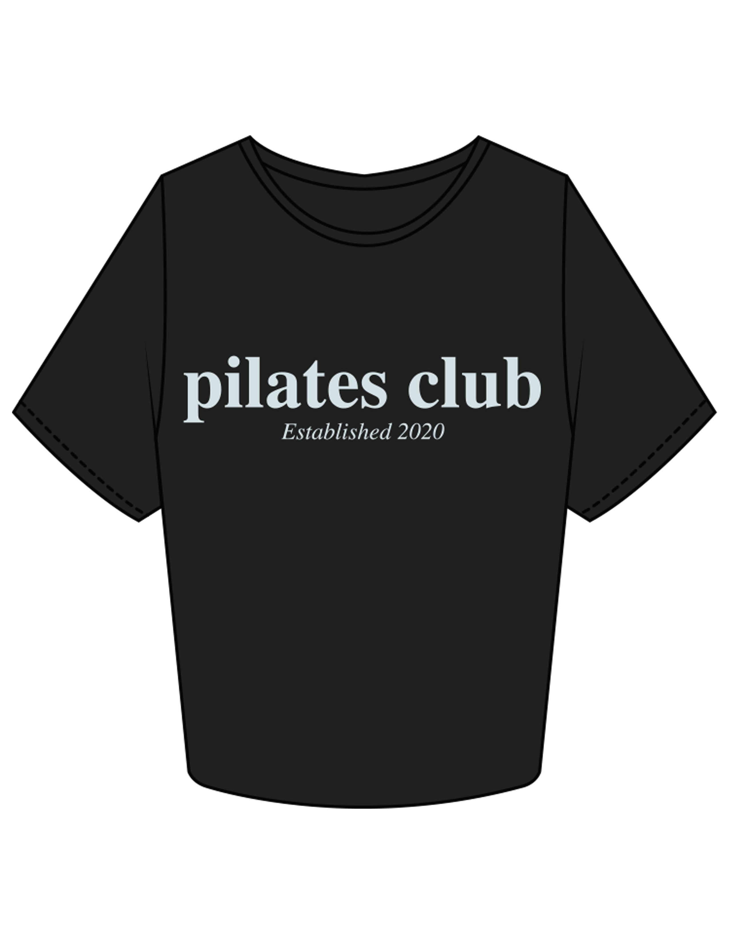 The Crop Tee - Black - Movement With Chels - Center Chest Stacked - Printed - Light Blue