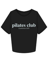 The Crop Tee - Black - Movement With Chels - Center Chest Stacked - Printed - Light Blue
