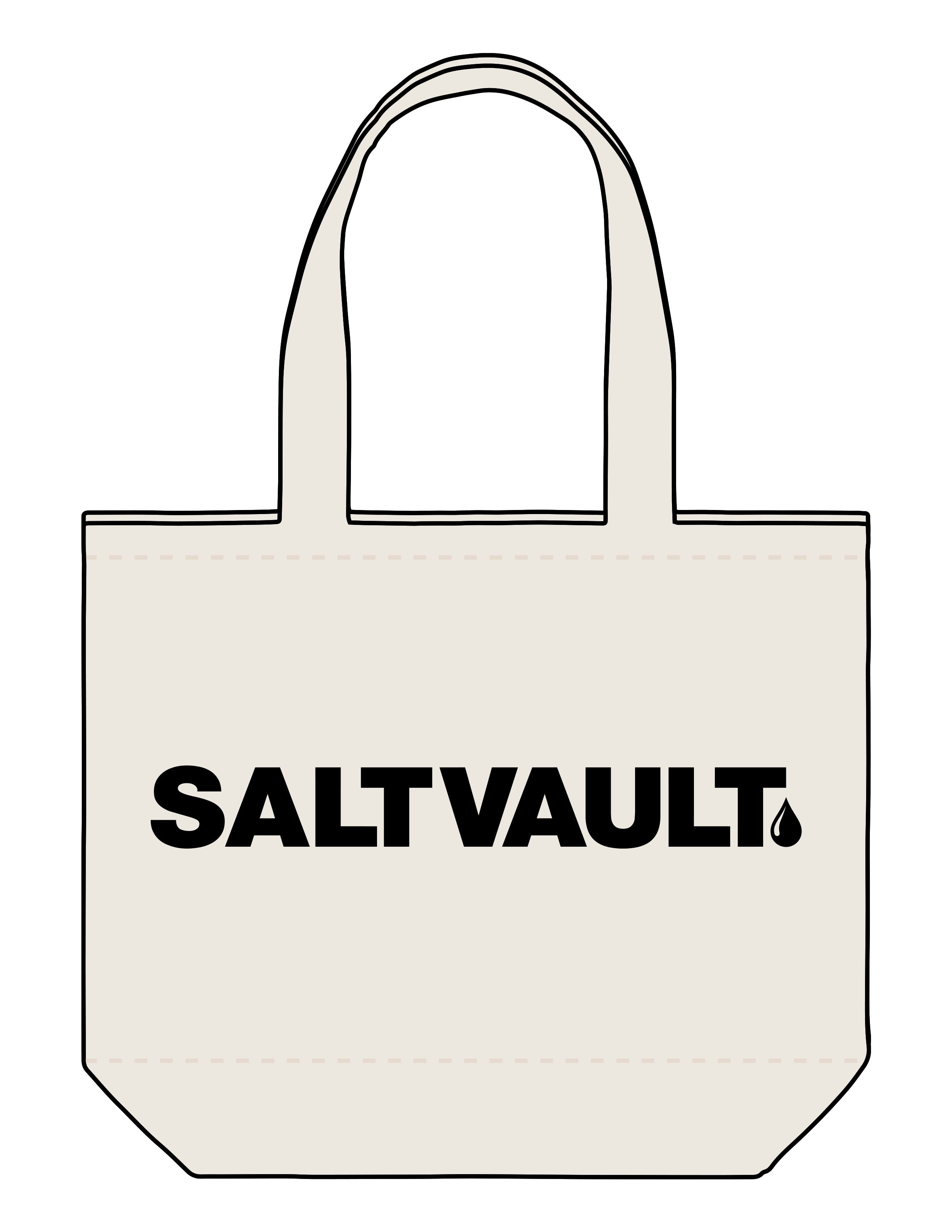 The Zipper Tote Bag - Natural - Saltvault - Center Body - Printed - Black